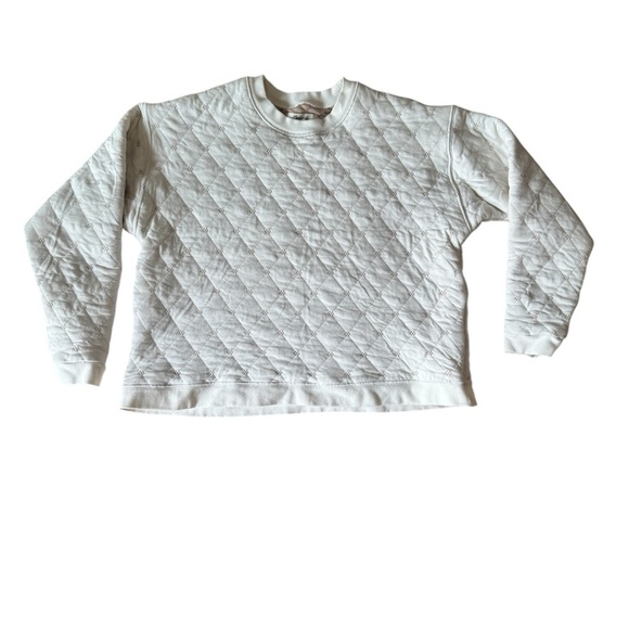 Madewell Small Quilted Swing Sweatshirt Antique Cream Patterned Cozy - Picture 2 of 9